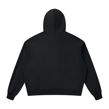 Unisex Loose Drop-Shoulder Zip-Up Hoodie in black, alternate angle