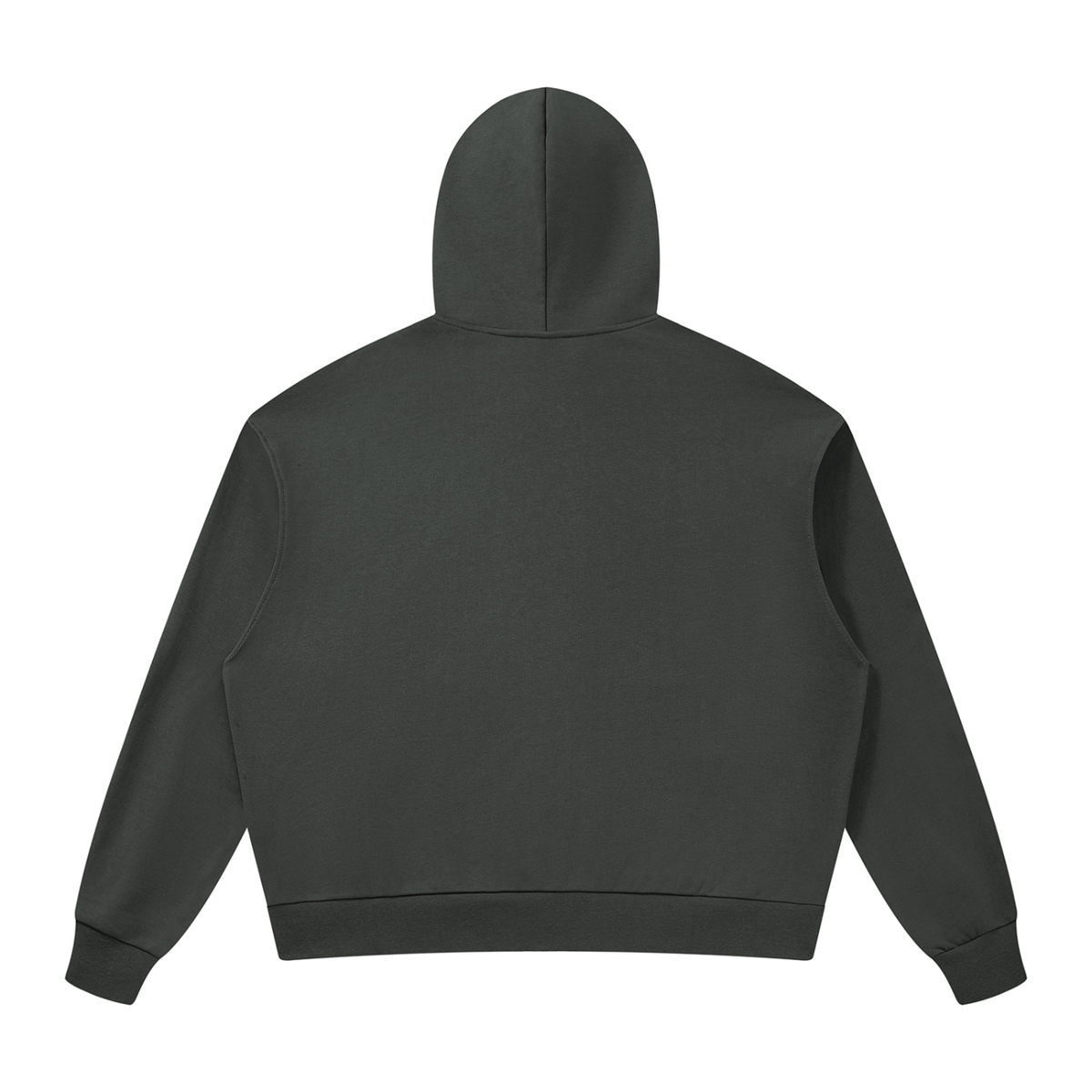 Unisex Loose Drop-Shoulder Zip-Up Hoodie in dark gray, alternate angle
