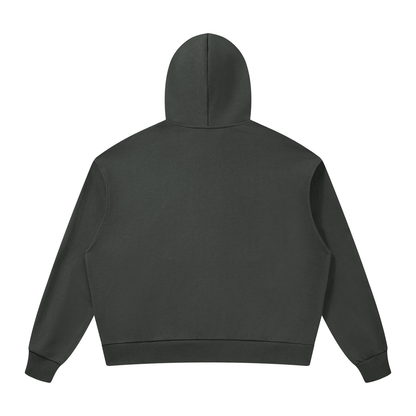 Unisex Loose Drop-Shoulder Zip-Up Hoodie in dark gray, alternate angle