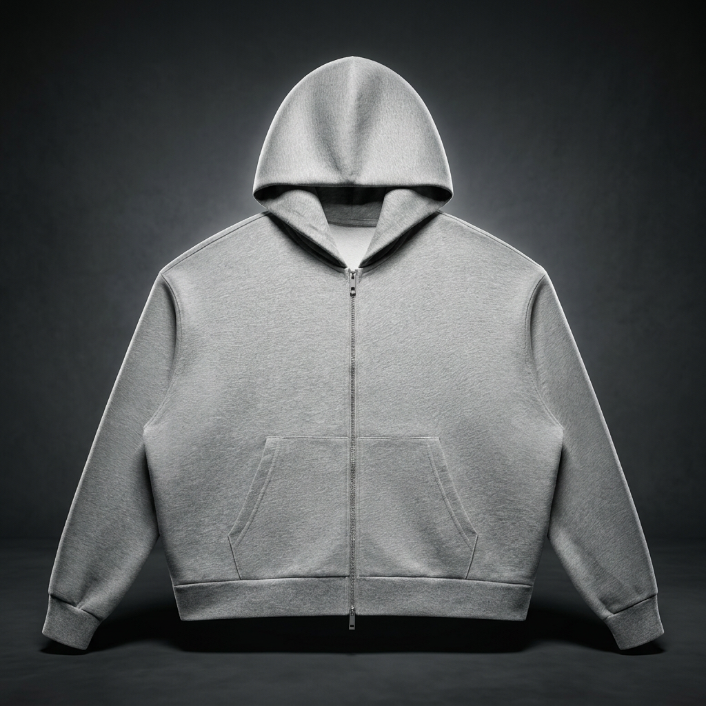 Unisex Loose Drop-Shoulder Zip-Up Hoodie