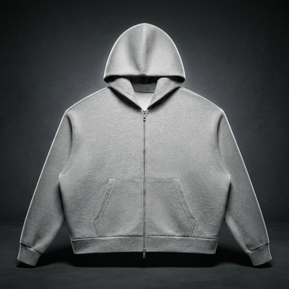 Unisex Loose Drop-Shoulder Zip-Up Hoodie