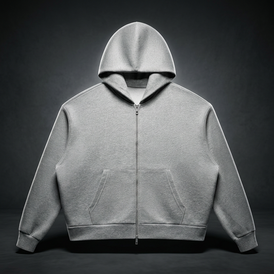Unisex Loose Drop-Shoulder Zip-Up Hoodie