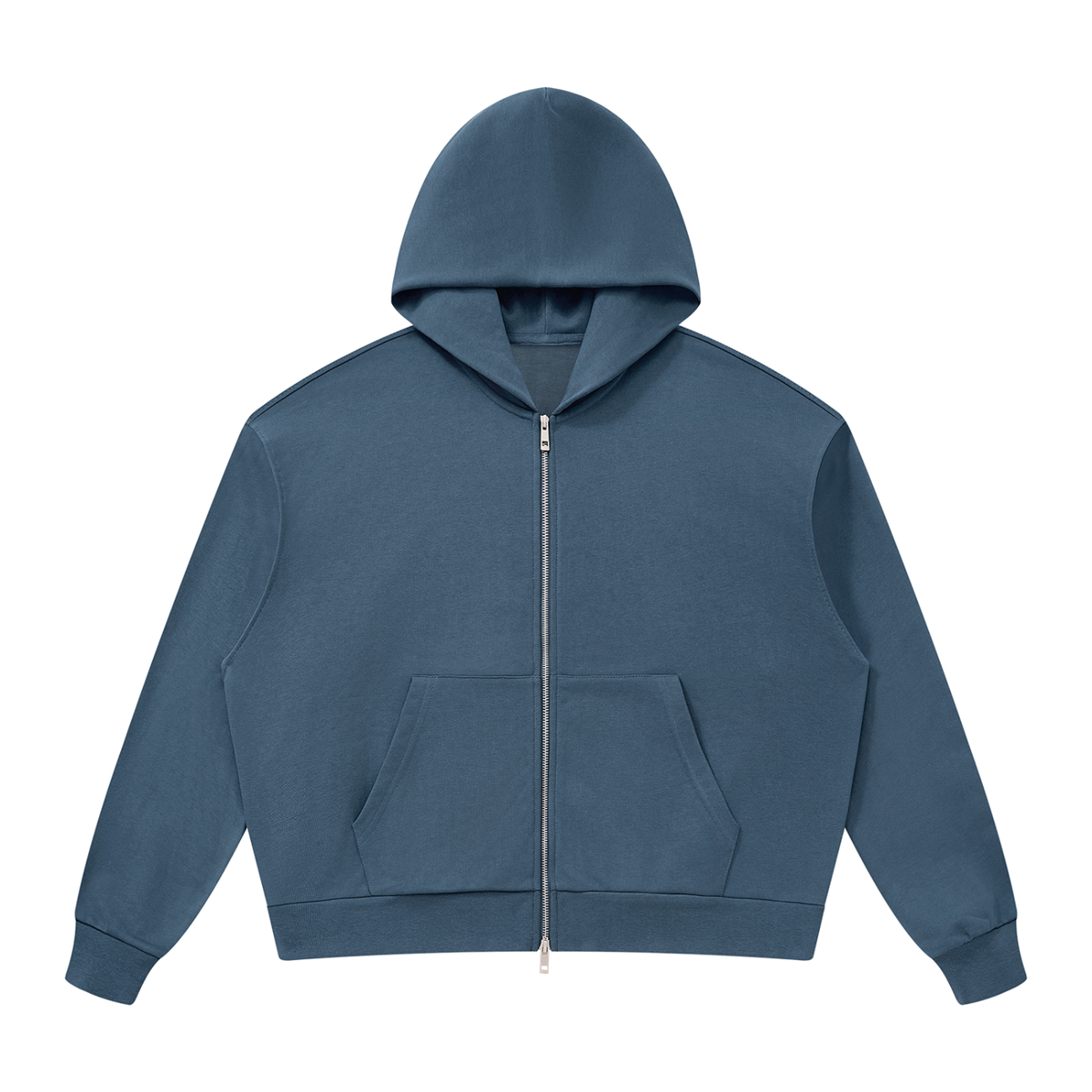 Unisex Loose Drop-Shoulder Zip-Up Hoodie in haze blue