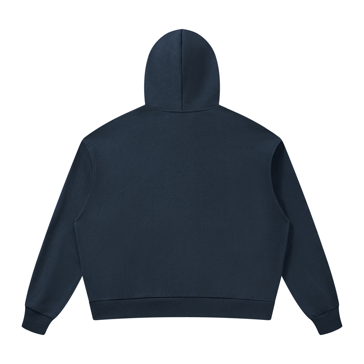 Unisex Loose Drop-Shoulder Zip-Up Hoodie in navy blue, alternate angle