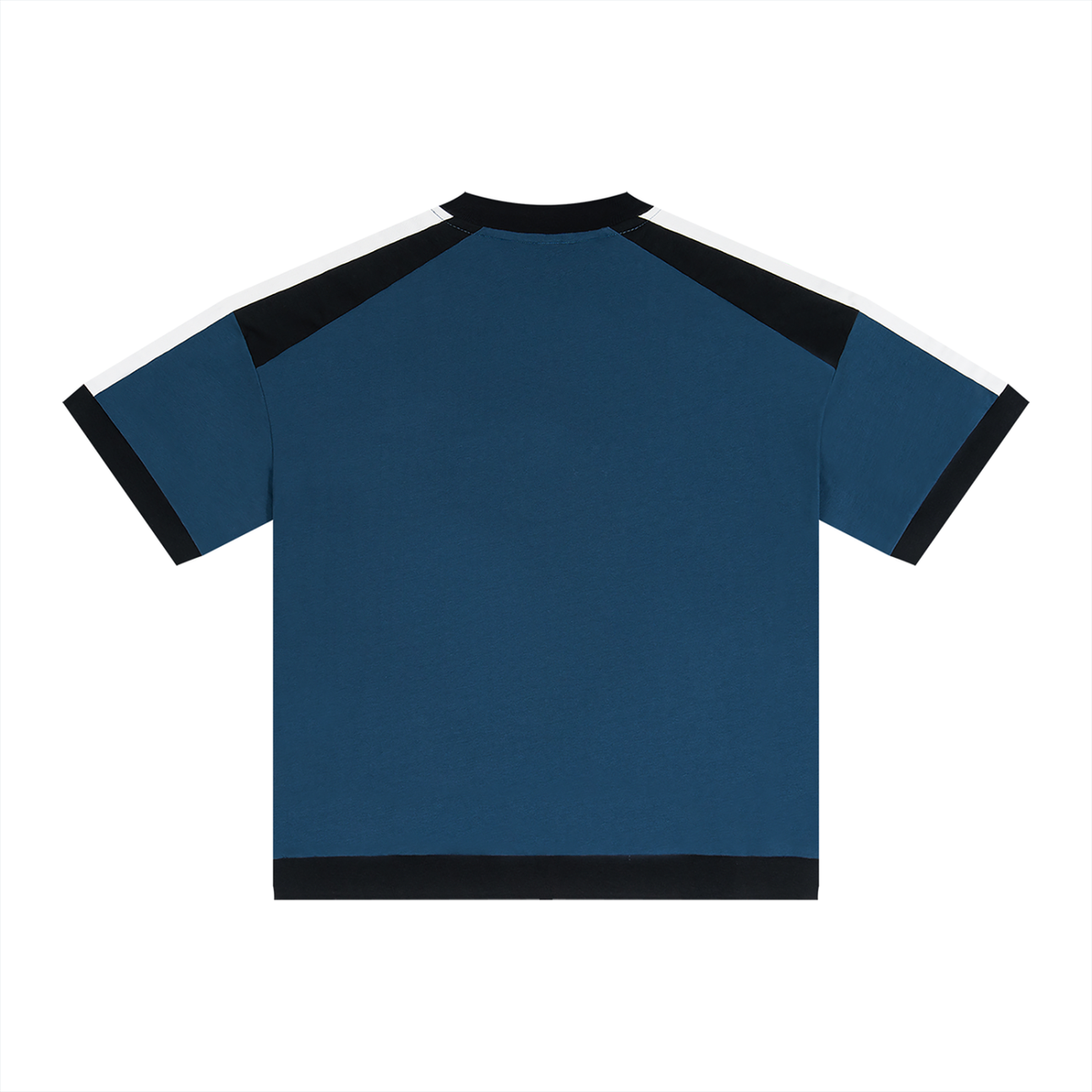Unisex Loose Fit Color Block V-Neck T-Shirt in royal blue, alternate angle