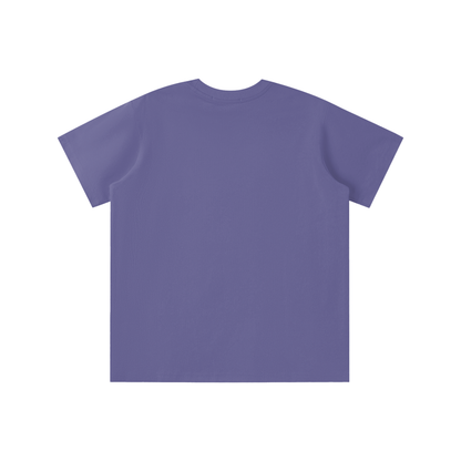 Unisex Loose Fit Cotton Blend Kids' T-Shirt in purple, alternate angle