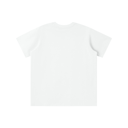 Unisex Loose Fit Cotton Blend Kids' T-Shirt in white, alternate angle