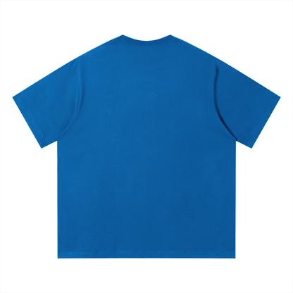 Unisex Loose Fit Cotton T-Shirt in colorful blue, alternate angle