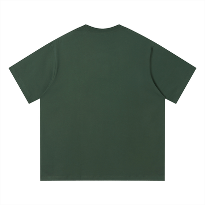 Unisex Loose Fit Cotton T-Shirt in dark green, alternate angle