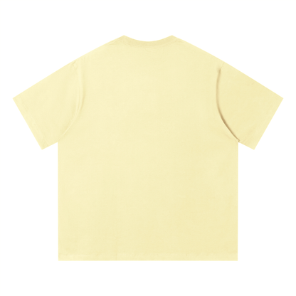 Unisex Loose Fit Cotton T-Shirt in light yellow, alternate angle