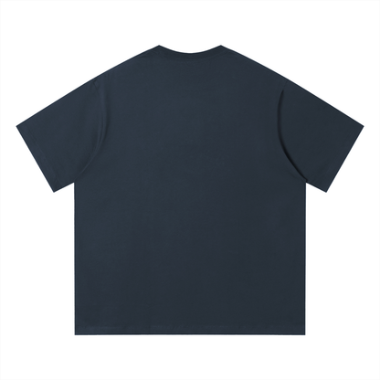 Unisex Loose Fit Cotton T-Shirt in navy blue, alternate angle