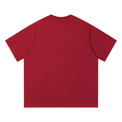 Unisex Loose Fit Cotton T-Shirt in red, alternate angle