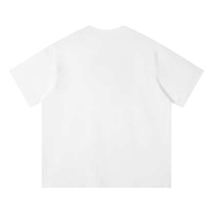 Unisex Loose Fit Cotton T-Shirt in white, alternate angle
