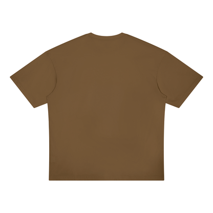 Unisex Loose Fit Drop Shoulder Cotton T-Shirt in brown, alternate angle