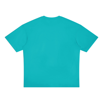 Unisex Loose Fit Drop Shoulder Cotton T-Shirt in lake blue, alternate angle