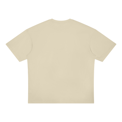 Unisex Loose Fit Drop Shoulder Cotton T-Shirt in light apricot, alternate angle