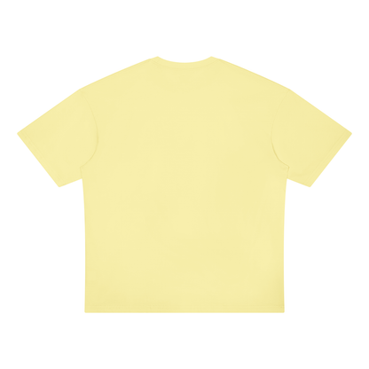 Unisex Loose Fit Drop Shoulder Cotton T-Shirt in light yellow, alternate angle