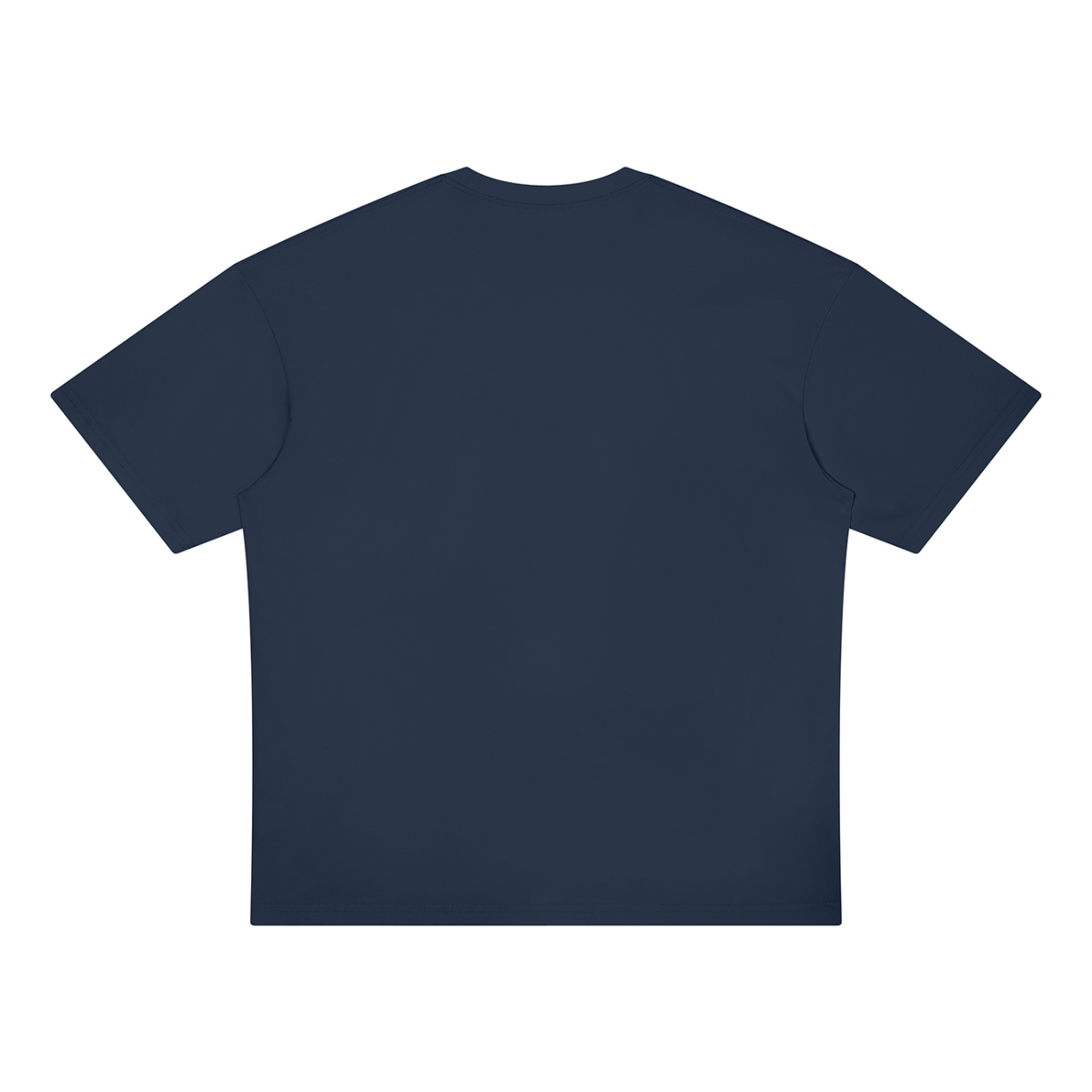 Unisex Loose Fit Drop Shoulder Cotton T-Shirt in navy blue, alternate angle