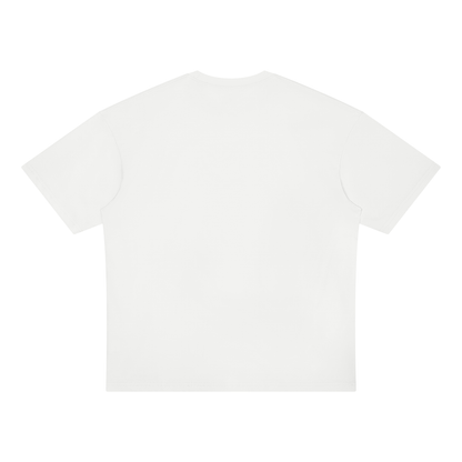 Unisex Loose Fit Drop Shoulder Cotton T-Shirt in white, alternate angle