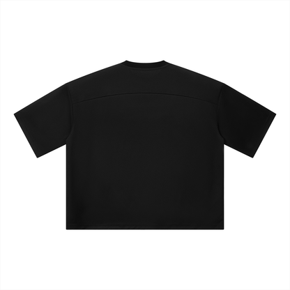 Unisex Loose Fit Drop Shoulder Polyester T-Shirt in black, alternate angle