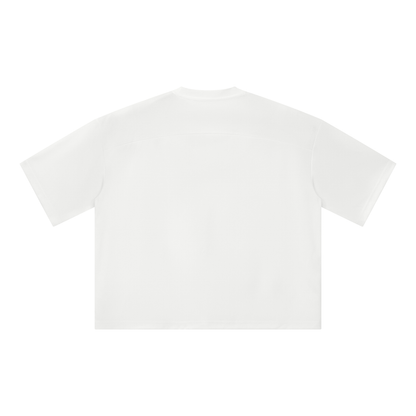 Unisex Loose Fit Drop Shoulder Polyester T-Shirt in white, alternate angle