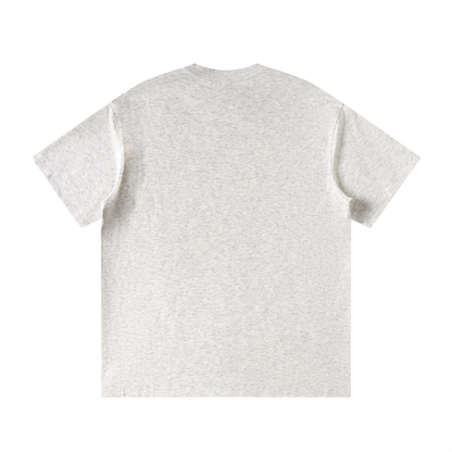 Unisex Loose Fit Polyester Blend Crewneck T-Shirt in flower gray, alternate angle