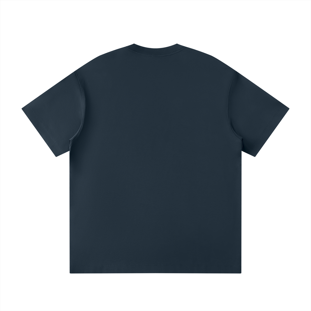 Unisex Loose Fit Polyester Blend Crewneck T-Shirt in navy blue, alternate angle
