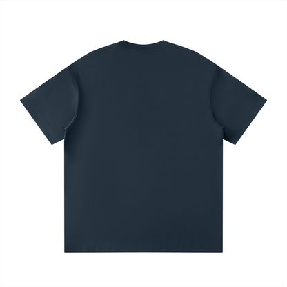 Unisex Loose Fit Polyester Blend Crewneck T-Shirt in navy blue, alternate angle