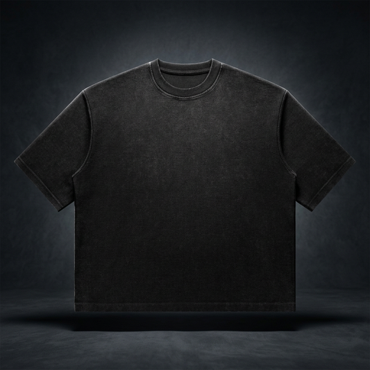 Unisex Loose Fit Snow Wash Cotton Blend T-Shirt