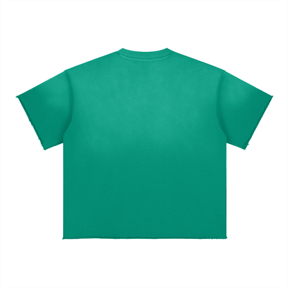 Unisex Loose Fit Sun Fade Cotton Blend T-Shirt in green, alternate angle