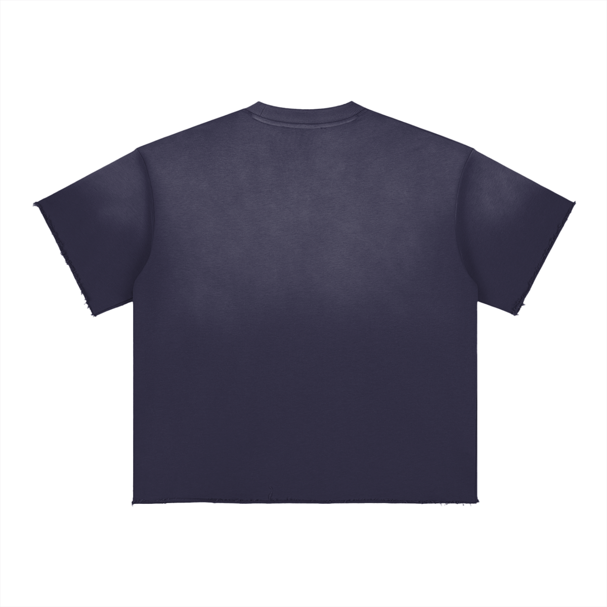 Unisex Loose Fit Sun Fade Cotton Blend T-Shirt in navy blue, alternate angle