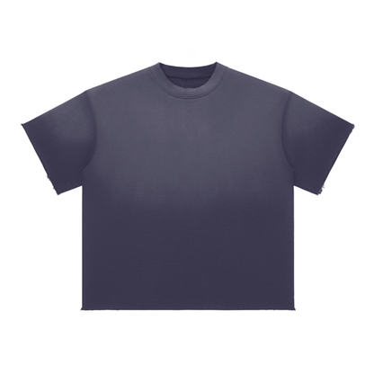 Unisex Loose Fit Sun Fade Cotton Blend T-Shirt in navy blue