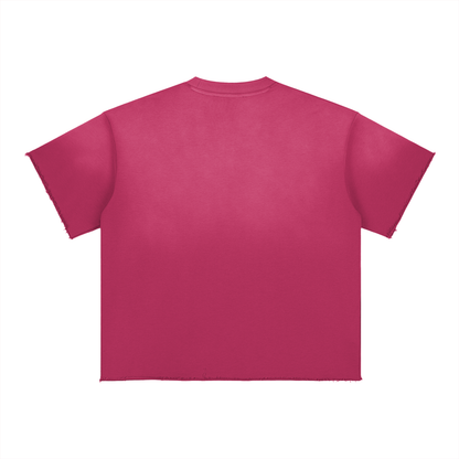 Unisex Loose Fit Sun Fade Cotton Blend T-Shirt in rose red, alternate angle