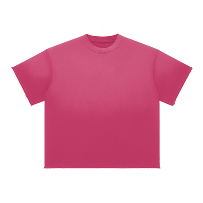 Unisex Loose Fit Sun Fade Cotton Blend T-Shirt in rose red