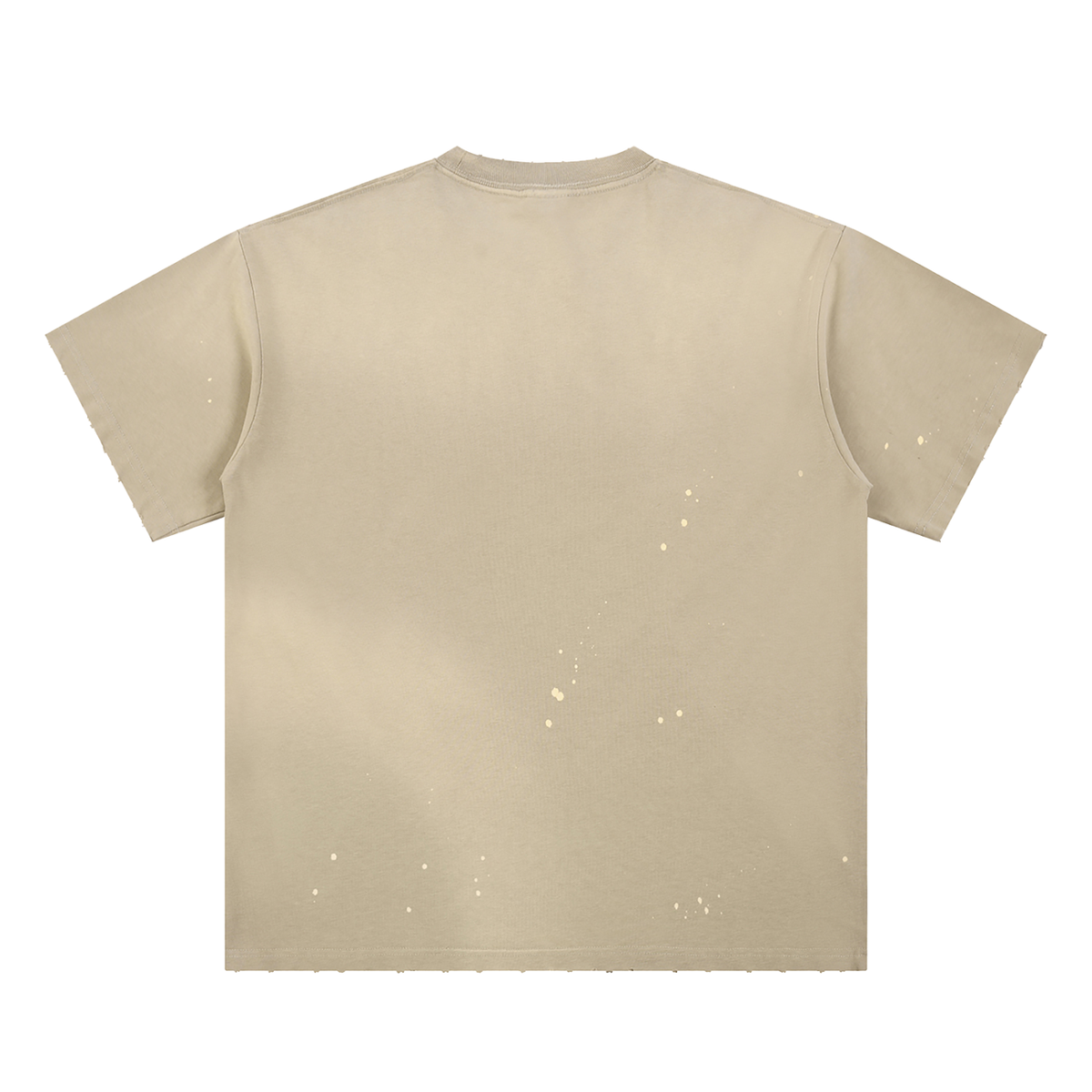 Unisex Loose Fit Sunfade Frayed T-Shirt in apricot, alternate angle