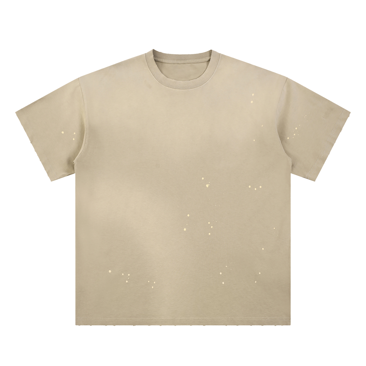 Unisex Loose Fit Sunfade Frayed T-Shirt in apricot