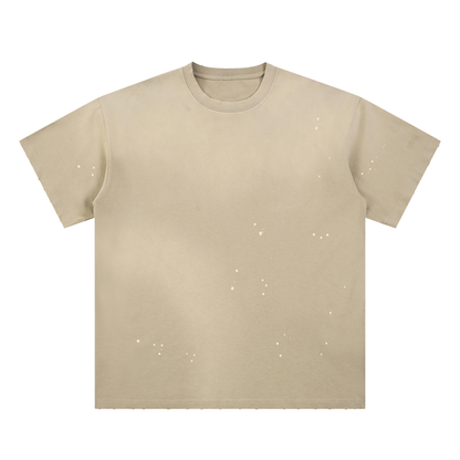 Unisex Loose Fit Sunfade Frayed T-Shirt in apricot