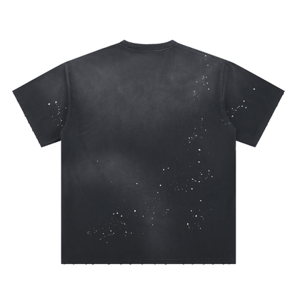 Unisex Loose Fit Sunfade Frayed T-Shirt in black, alternate angle