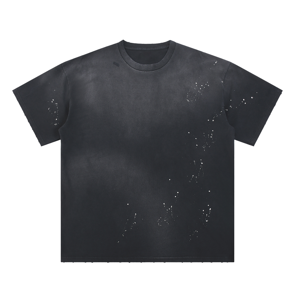 Unisex Loose Fit Sunfade Frayed T-Shirt in black