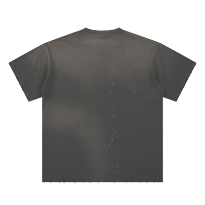 Unisex Loose Fit Sunfade Frayed T-Shirt in gray, alternate angle