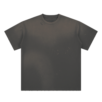 Unisex Loose Fit Sunfade Frayed T-Shirt in gray