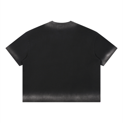 Unisex Loose Fit Sunfade Vintage Wash T-Shirt in black, alternate angle