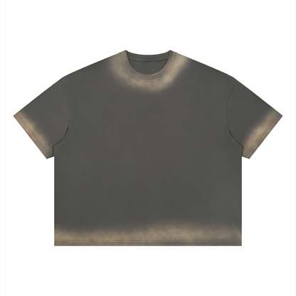 Unisex Loose Fit Sunfade Vintage Wash T-Shirt in dark gray