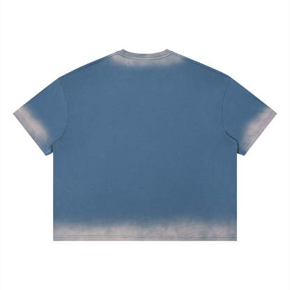 Unisex Loose Fit Sunfade Vintage Wash T-Shirt in jeans blue, alternate angle