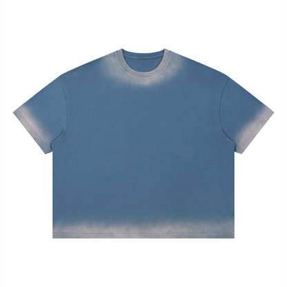 Unisex Loose Fit Sunfade Vintage Wash T-Shirt in jeans blue