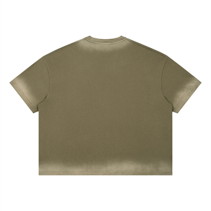 Unisex Loose Fit Sunfade Vintage Wash T-Shirt in olive green, alternate angle