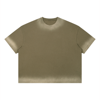 Unisex Loose Fit Sunfade Vintage Wash T-Shirt in olive green