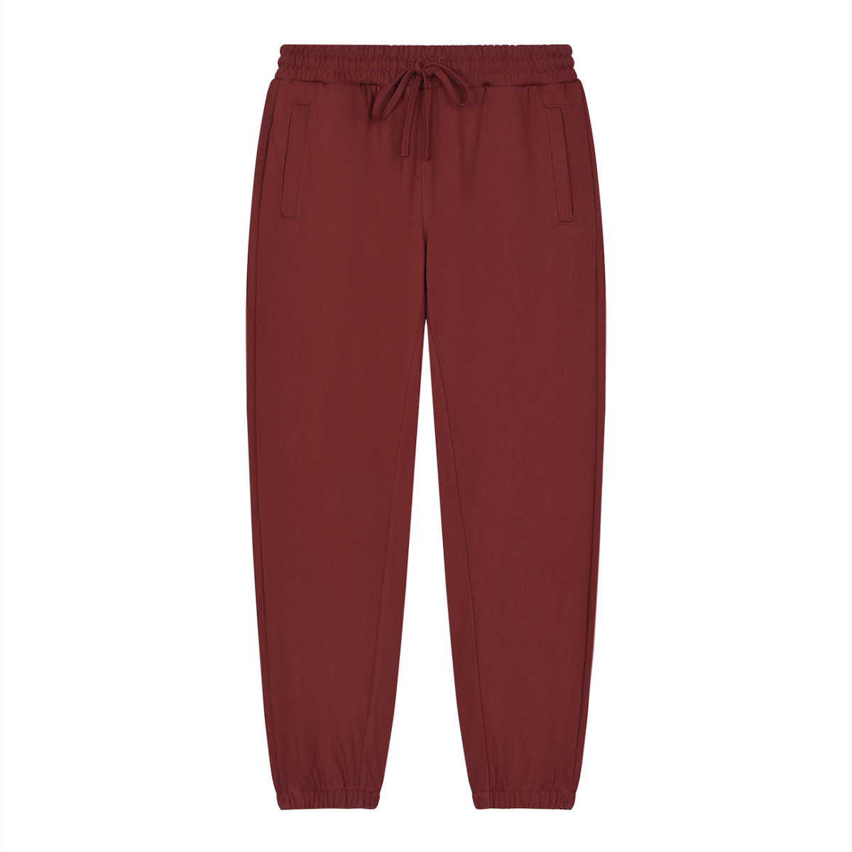 Unisex Loose Fit Tapered Joggers in dark red