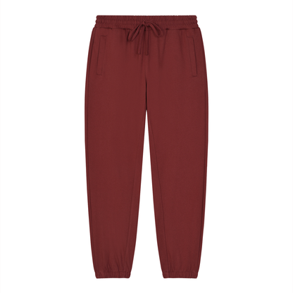 Unisex Loose Fit Tapered Joggers in dark red