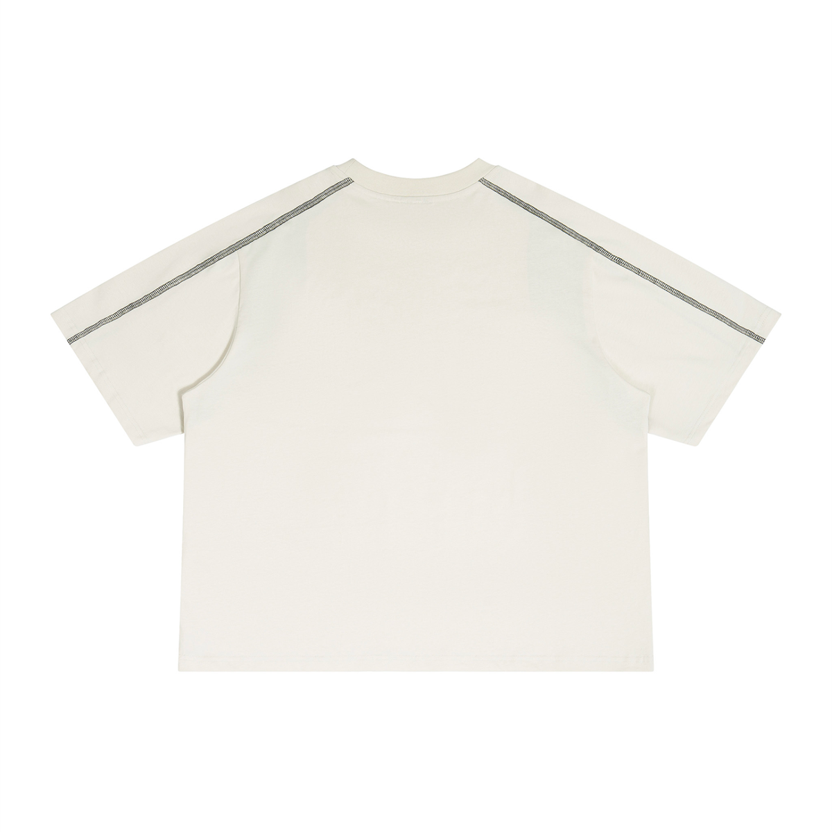 Unisex Loose Raglan Color Block T-Shirt in apricot with black, alternate angle